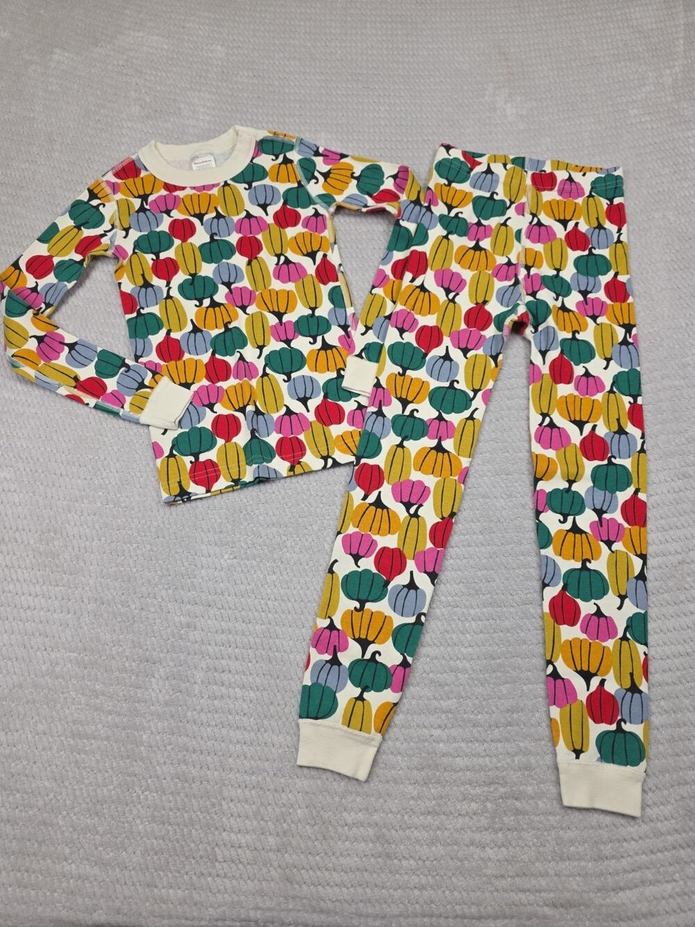 Hanna Andersson Pajama Set Kids 130 US 8 Pumpkin Print 2 Piece Set